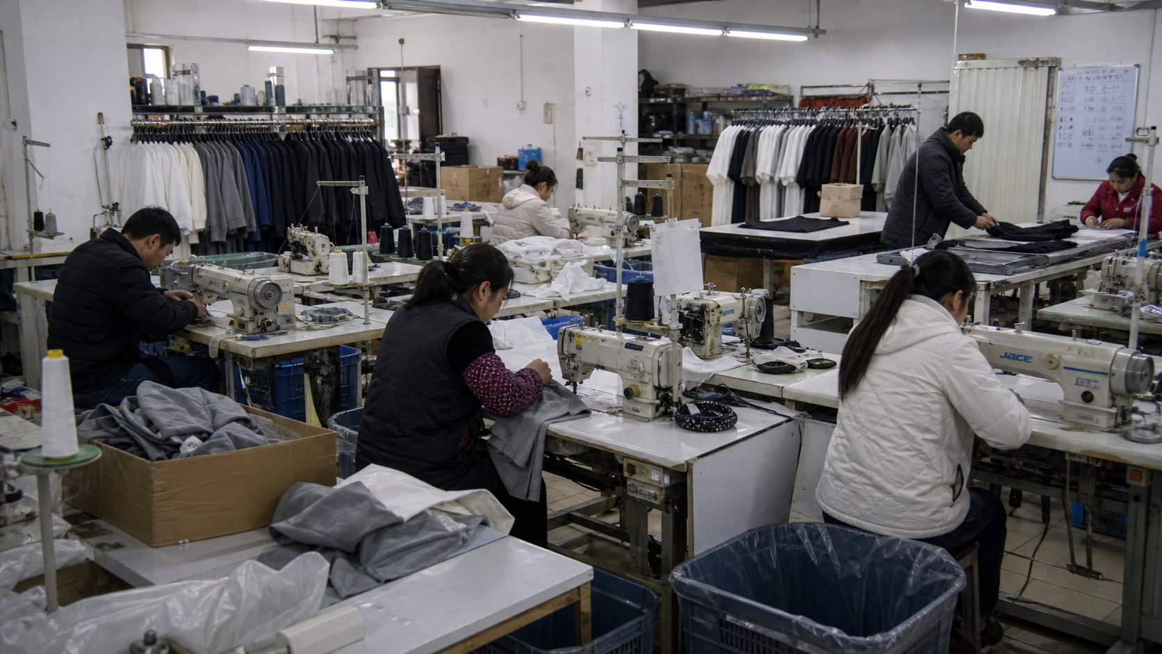 China apparel production facility used for sampling and complex custom apparel programs