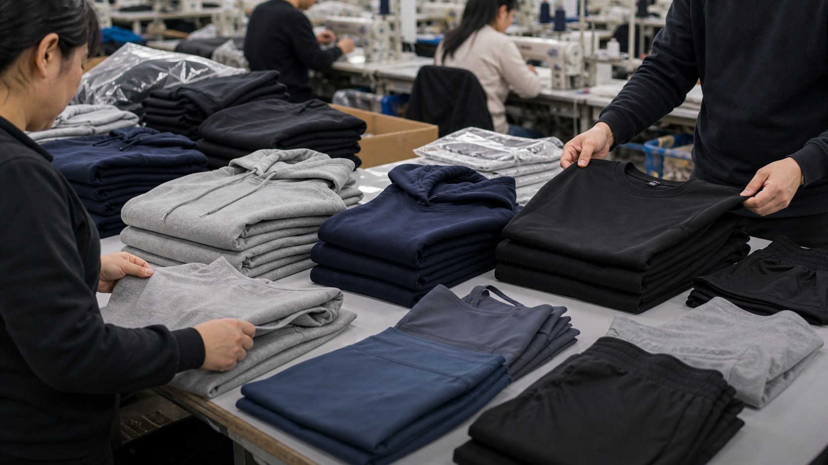 Casualwear and sportswear garment quality control station